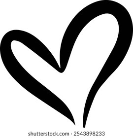Heart symbol icon, hand drawn element of love and romantic doodle art illustration 