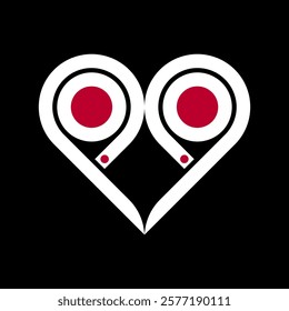 heart symbol icon of japan flag. vector illustration isolated on black background