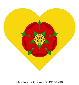 heart symbol icon with lancashire flag isolated on white background. vector illustration

