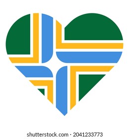 heart symbol icon with portland city flag isolated on white background. vector illustration