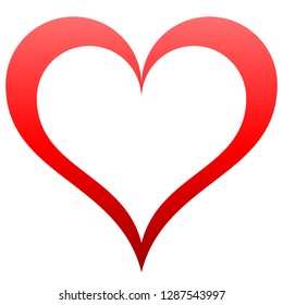 Heart symbol icon - red outlined gradient, isolated - vector illustration