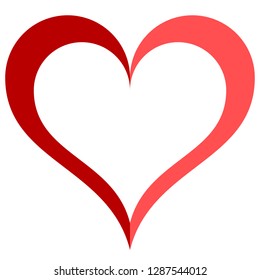 Heart symbol icon - red simple outlined, isolated - vector illustration