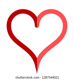 Heart symbol icon - red simple outlined, isolated - vector illustration