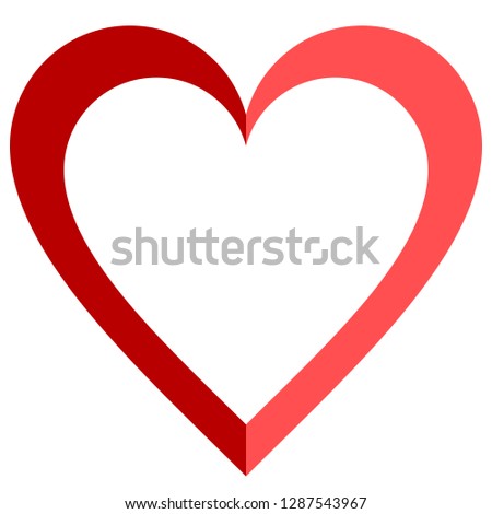 Heart symbol icon - red simple outlined, isolated - vector illustration