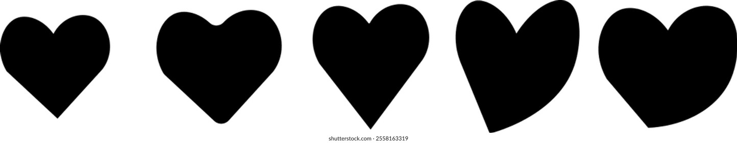 Heart symbol icon set for web design. set of red heart icons
