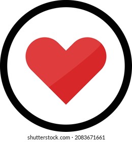 A heart symbol icon surrounded by a black circle. Vector.