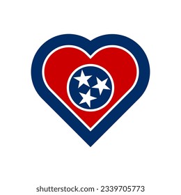 heart symbol icon with tennessee state flag. vector illustration isolated on white background	