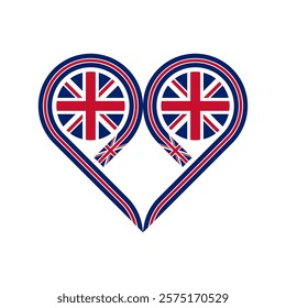 heart symbol icon of united kingdom flag. vector illustration isolated on white background