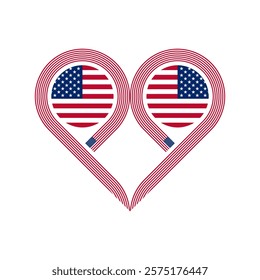 heart symbol icon of united states flag. vector illustration isolated on white background