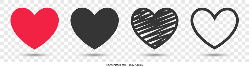 Heart symbol icon vector set collection background transparent isolated