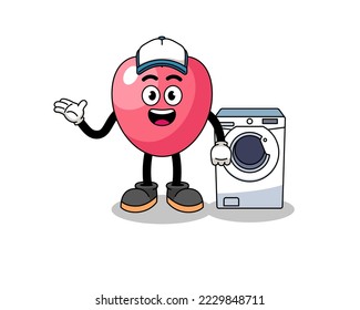 heart symbol illustration as a laundry man , character design
