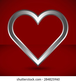 Heart symbol with imitation of metal for creative designs like Valentine's Day cards, World day of heart banners, etc... Editable vector with several layers. Eps 10