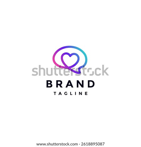 Heart Symbol Inside Brain Icon Logo Design. Brain And Heart Feeling In One Continuous Line Logo Design.