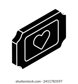 Herzsymbol im Kinokarte mit dem Symbol des Valentinsticks