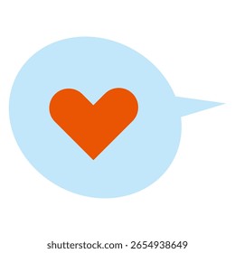 Heart Symbol Inside Light Blue Speech Bubble
