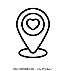 Heart symbol inside location pin showing concept icon of romantic place