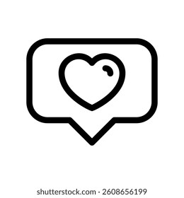 Heart symbol inside speech bubble representing appreciation online