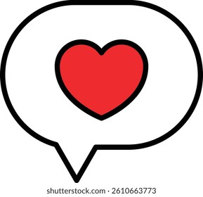 Heart Symbol Inside Speech Bubble Chat Icon in Minimal Style