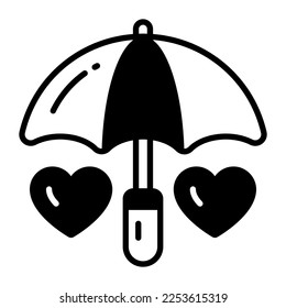 Heart symbol inside the umbrella vector of love care in trendy style