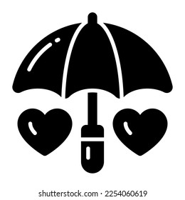 Heart symbol inside the umbrella vector of love care in trendy style