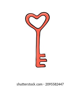 heart symbol key drawing for design Valentine Day card
