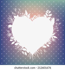 Heart symbol in leaves. Vector.