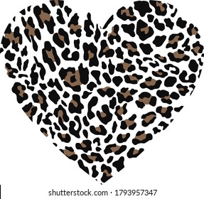 Heart symbol with leopard pattern on white background vector design for printing