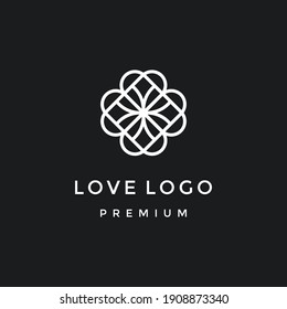 Elementos de plantilla de diseño de iconos de símbolo del corazón. Concepto de logotipo de atención de la salud. Icono del logotipo de citas. Plantilla de vectores. en el fondo negro