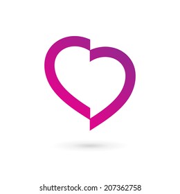 Heart symbol logo icon design template. Vector sign. May be used in medical, dating, Valentines Day and wedding design.