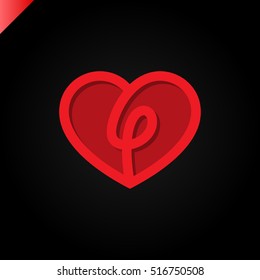 Heart symbol logo icon design template with letter l in middle. May be used in medical, dating, Valentines Day and wedding design.