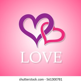 Heart symbol logo with LOVE design template. Vector illustration.