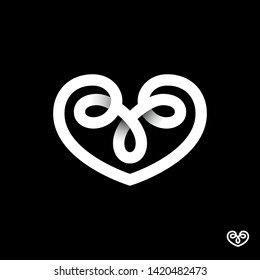 Heart symbol logotype. Gradient shadow. Modern style.