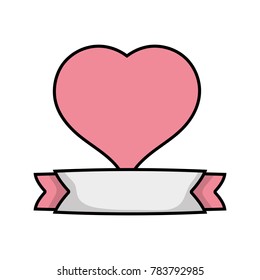 heart symbol of love with ribbon design