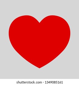 Heart, Symbol of Love and Valentine's Day. Flat Red Icon Isolated on White Background. Vector illustration.