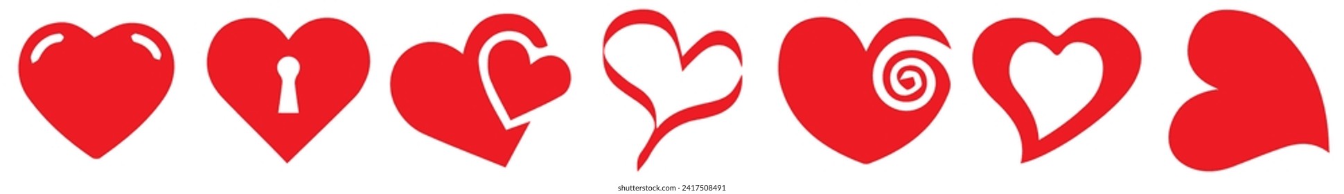 Heart, Symbol of Love and Valentine's Day. Flat Red Icon Isolated on White Background. Vector