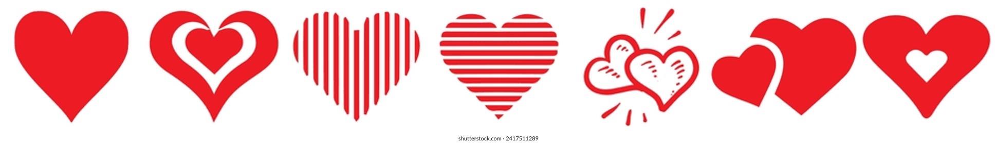 Heart, Symbol of Love and Valentine's Day. Flat Red Icon Isolated on White Background. Vector illustration.