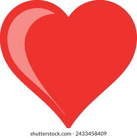 Heart, Symbol of Love and Valentine's Day. Flat Red Icon Isolated on White Background. Vector illustration.