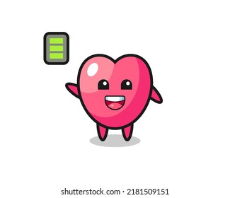 heart symbol mascot character with energetic gesture , cute style design for t shirt, sticker, logo element