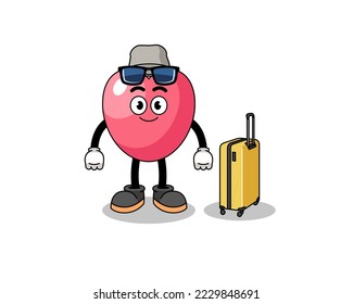 heart symbol mascot doing vacation , character design