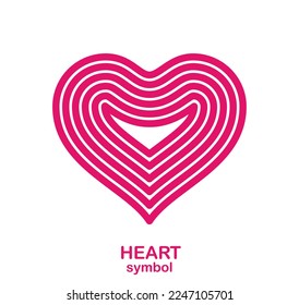 Heart symbol in modern geometric style vector logo isolated on white background, best emblem for love and romance or charity or health care clinic, line icon.