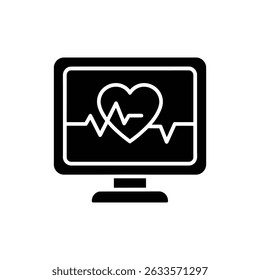 Símbolo Cardíaco com Ícone de Onda de Monitor para Monitoramento Cardíaco
