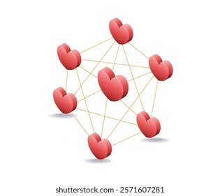 Heart symbol network concept illustration