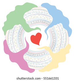 heart symbol on a background of abstract pattern / complex idea of love