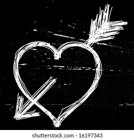 Heart symbol on black grunge background. Vector illustrations.