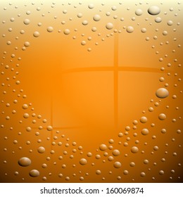 Heart Symbol on Wet Beer Glass
