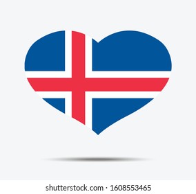 Heart symbol painted in iceland national flag. Vector stock illustration eps10