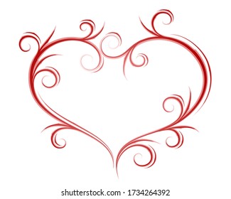 Heart symbol with pattern drawn by brush.