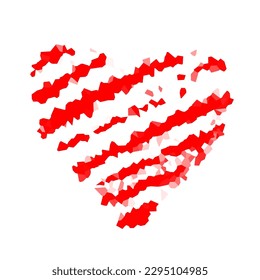 Heart symbol with peeling rough streaks 