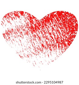 Heart symbol with peeling rough streaks 