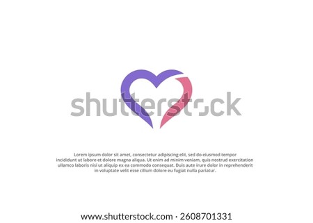 heart symbol purple and pink creative unique logo